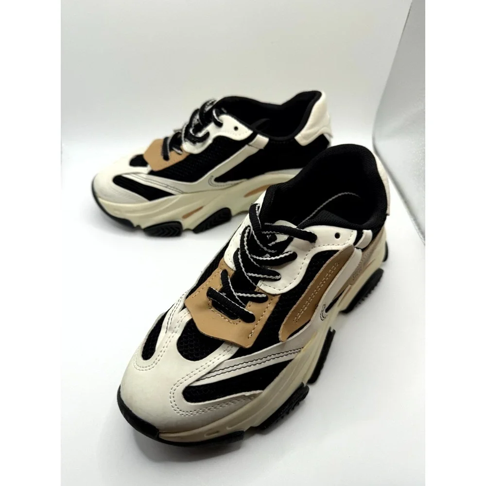 Steve Madden Possession POSS03S1‎ Womens 6 M Black Tan Lace-Up Platform Shoes